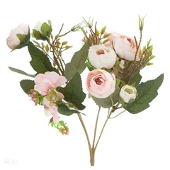 Bouquet di camelie artificiali rosa cipria 29 cm