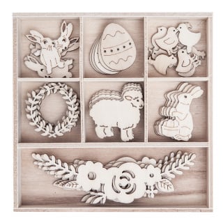 Set di decorazioni in legno - Pasqua - 35 pezzi