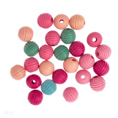 Perline di legno colorate a spirale 15 mm - 25 pz.