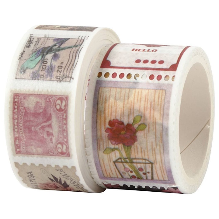 Set di nastri Washi - francobolli e fiori