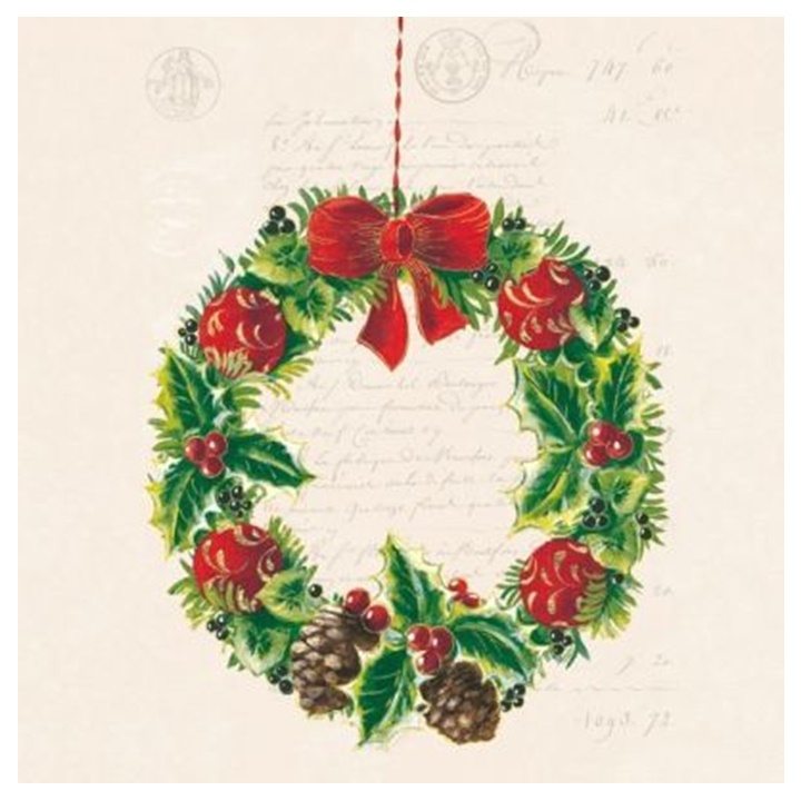 Tovaglioli per decoupage Christmas Wreath  - 1 pezzo
