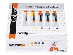 Colori ad olio diluibili con acqua COBRA Study Set 5x40ml