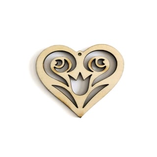 Semilavorato in legno per la produzione di gioielli - cuore ornamentale 2