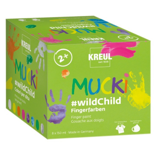 Set di colori per le dita MUCKI Wild Child - KREUL - 8 x 150 ml