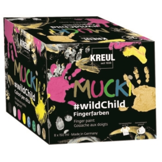 Set di colori per le dita MUCKI Wild Child - KREUL - Premium Set 8 x 150 ml