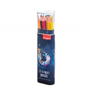 Set di matite colorate in una scatola di metallo bruynzeel - blu - 18 pezzi