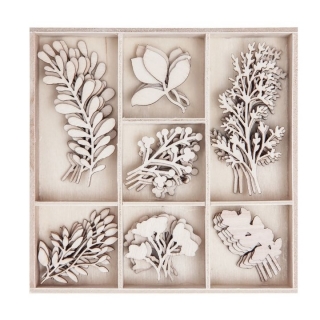Set di ornamenti decorativi in ​​legno Ramoscelli - 45 pezzi