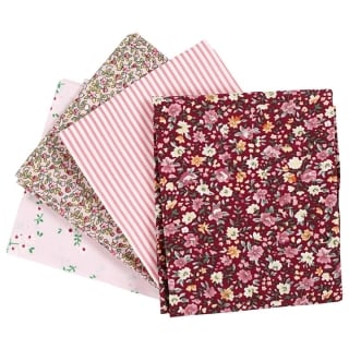 Tessuto patchwork - rosa - 4 pezzi - 45 x 55 cm