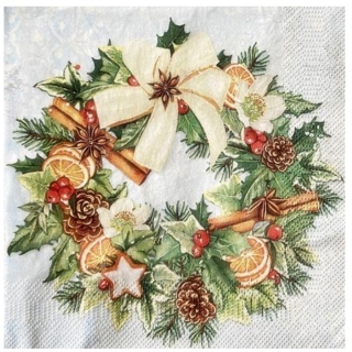 Tovaglioli per decoupage Christmas Wreath  - 1 pezzo