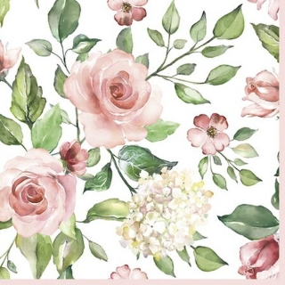Tovaglioli per decoupage Watercolour Roses with Hydrangea - 1 pezzi