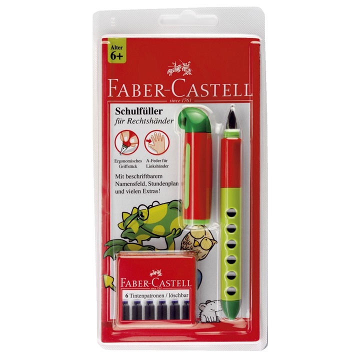 Penna ricaricabile con punte di ricambio Faber-Castell con una presa ergonomica per destrimani