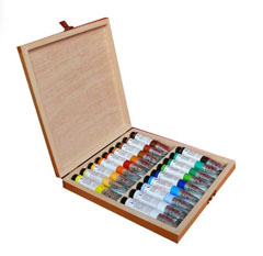 Set dei colori ad olio in scatola di legno DAVID 18x20 ml