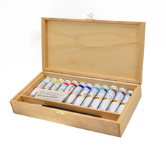 Set dei colori ad olio Ladoga nella scatola di legno- 12x18ml