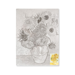 Tela su cartone con schizzo di una opera d'arte da Van Gogh - Sunflowers